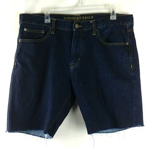 AMERICAN EAGLE Men's 36 Dark Wash Cut Off Denim Shorts